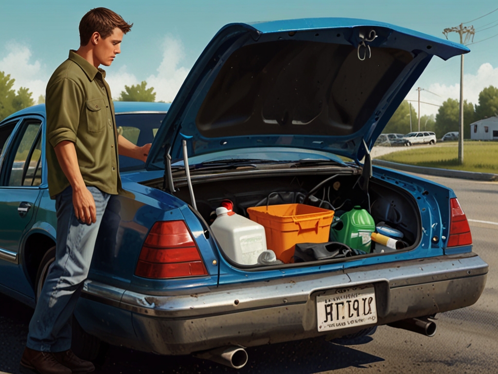 How do I clean up a large amount if gasoline that spilled in my trunk
